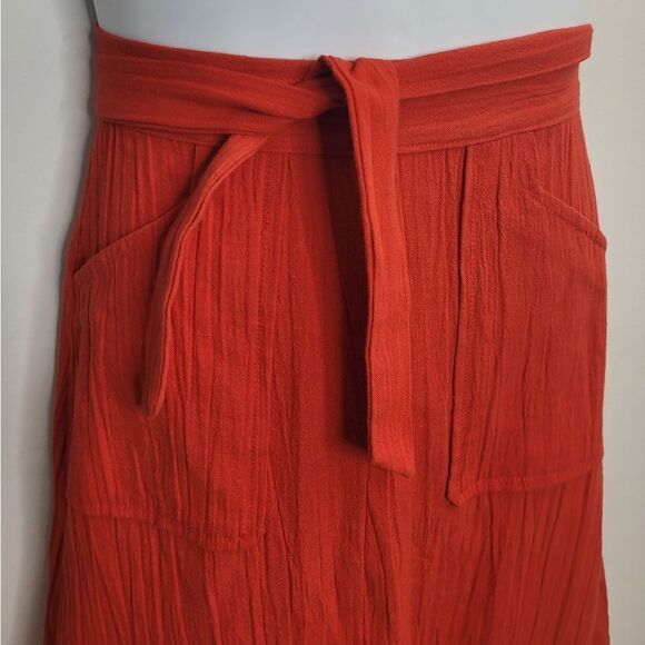 VINTAGE 70s red saiboat coastal wrap skirt with pockets S - Picture 5 of 8